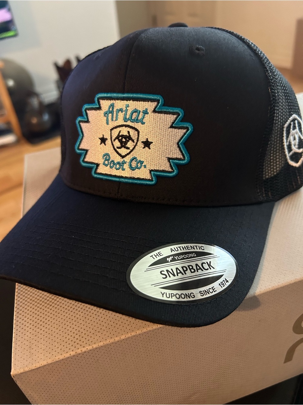 Ariat Black Snapback Cap with Teal Accent -